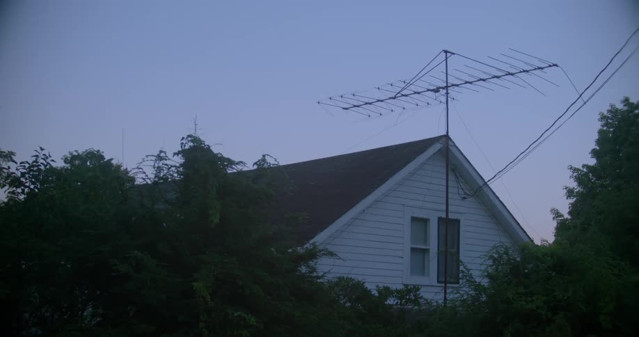 The house has an antenna in front