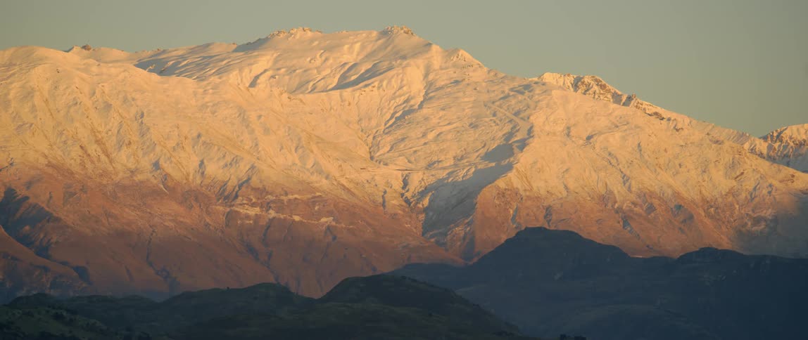 A white and brown mountain