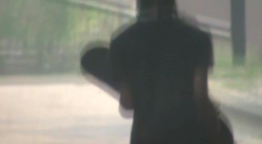 Dreamy, low-fi footage follows a person from behind as they walk away carrying a skateboard on a sunny day