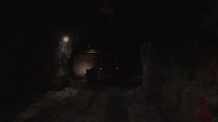 A vehicle turns in the tunnel