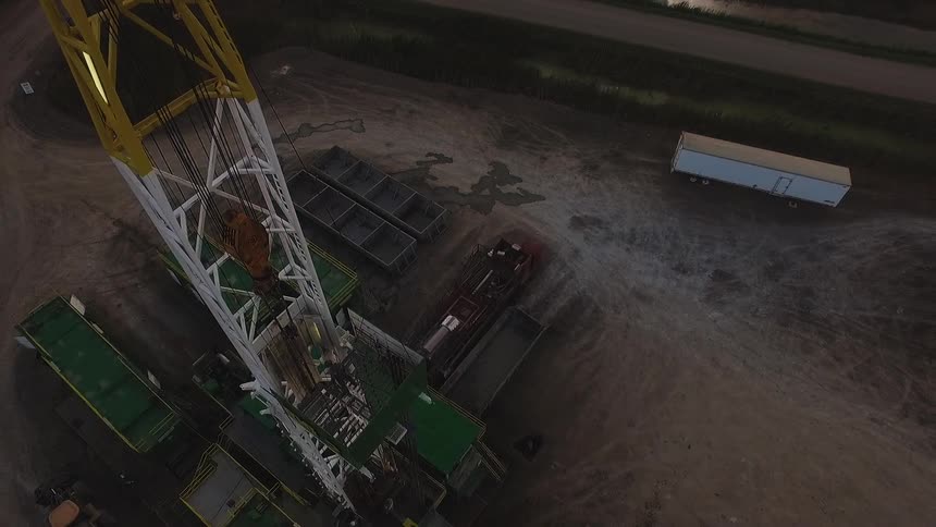 Industrial site at sunset