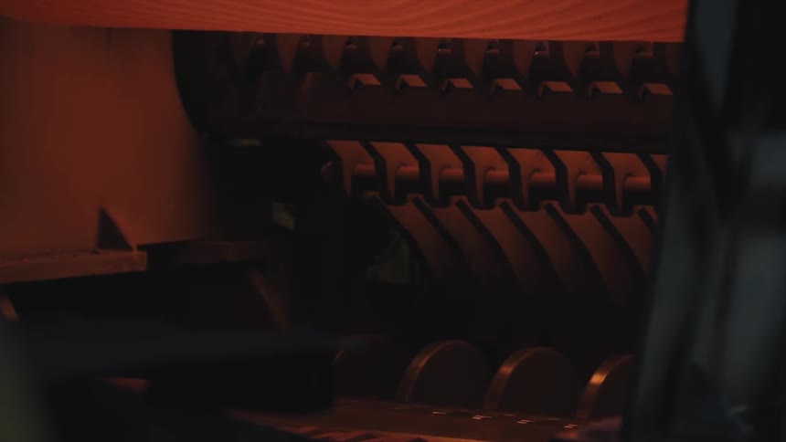 Close up of a machine with a red glow