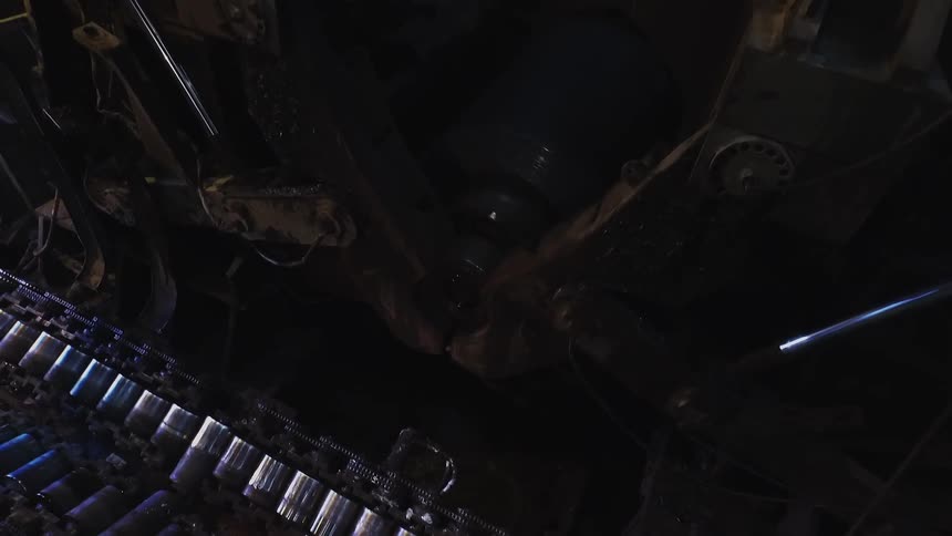 An aerial view of the inside and sides of a large machine