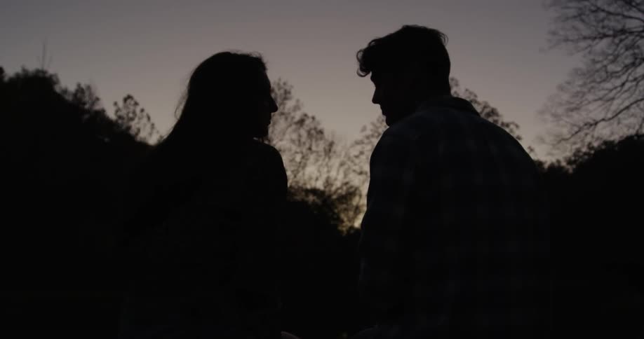 A man and women lean in to kiss