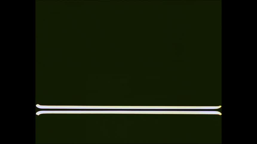 Abstract retro animation of glowing horizontal lines with a glitch effect transitioning to a solid purple screen