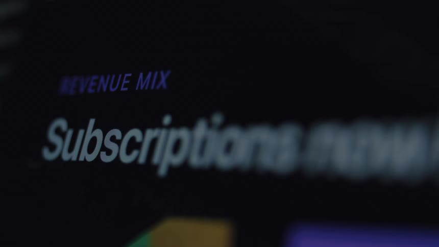 Close-up of a digital dashboard displaying business analytics for steady growth and subscription revenue
