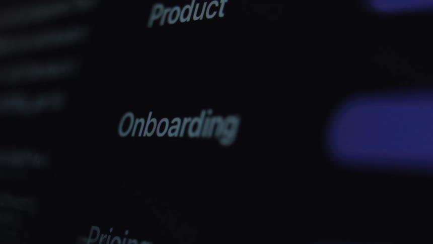 A close-up view of a computer screen displaying a modern user interface, with the focus on the 'Onboarding' menu item