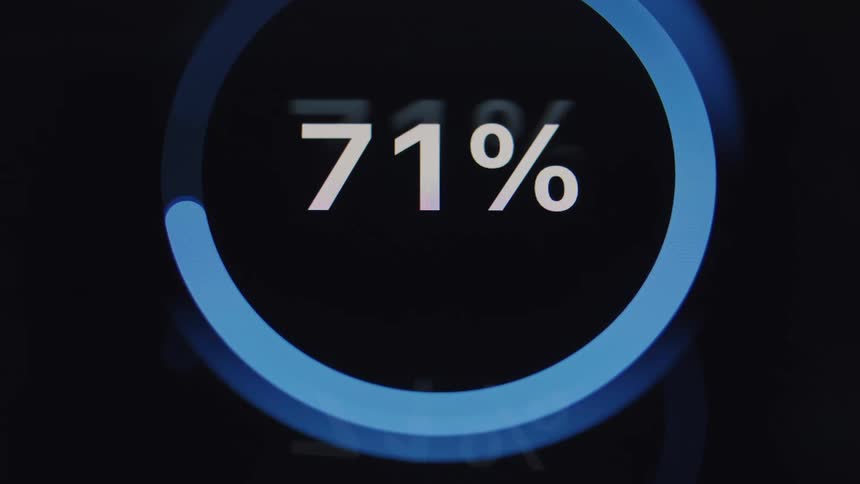 A digital circular progress bar on a screen quickly loads and counts up a percentage, finally showing a checkmark and the words 'Analysis ready'