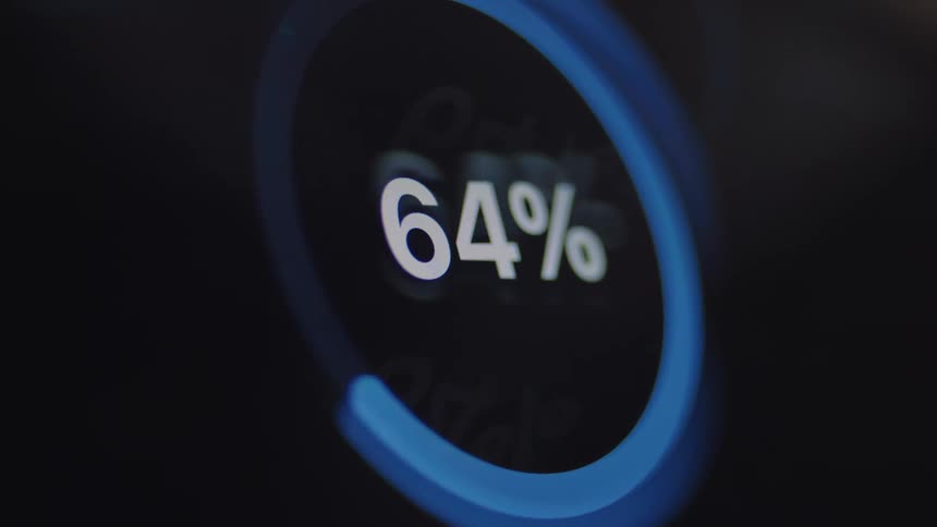 A futuristic blue progress bar quickly counts up to ninety-nine percent on a dark digital screen, followed by an 'analysis ready' message