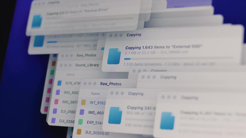 A computer's operating system is overwhelmed with multiple simultaneous file copying and extraction processes