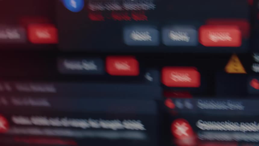 A computer screen is overwhelmed by a cascade of critical error messages, leading to a system crash and a red data dump screen
