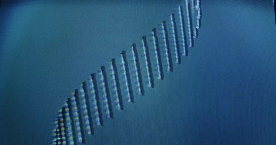 Close-up of a cathode ray tube television screen showing analog video signal error and distortion