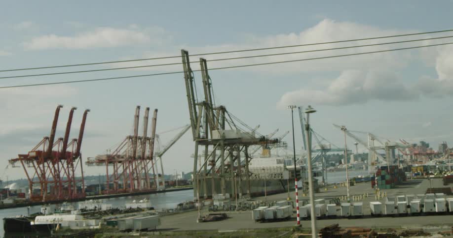 An industrial area near a body of water