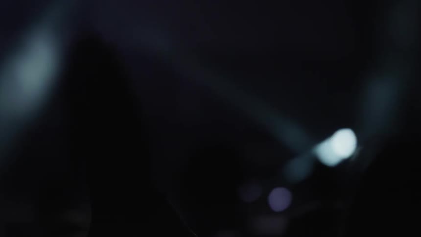 A person claps while someone performs on stage at a concert