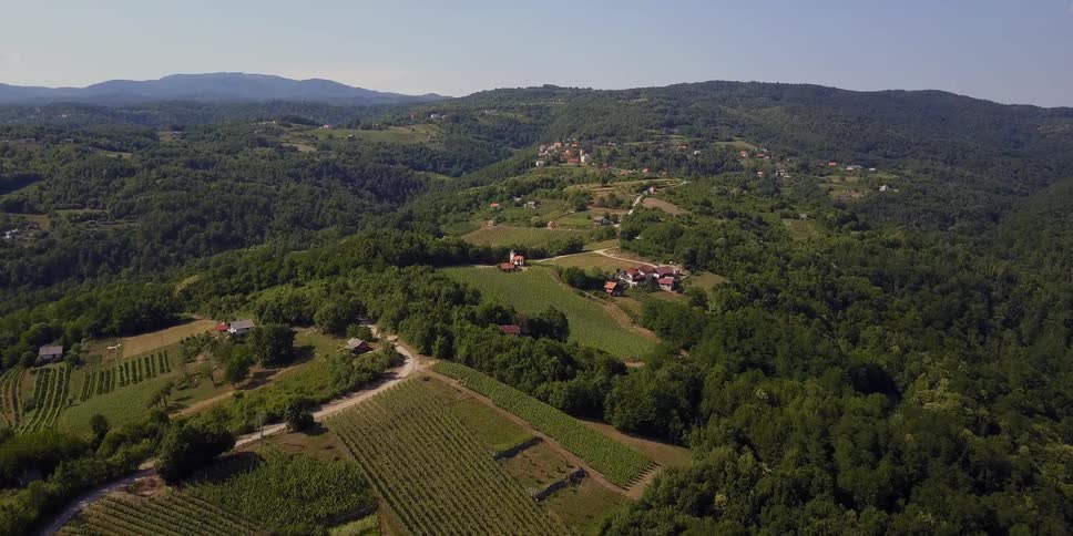 Aerial view of a rural area on a clear day