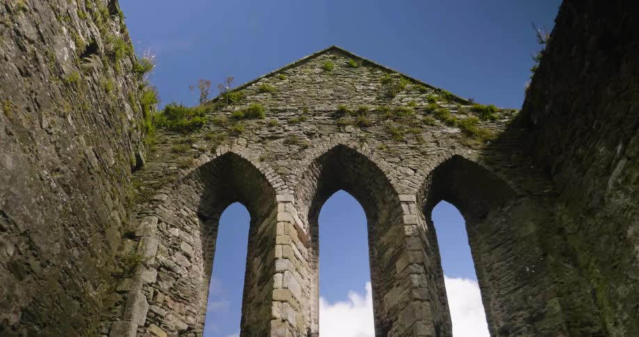 A view of a archway with three openings