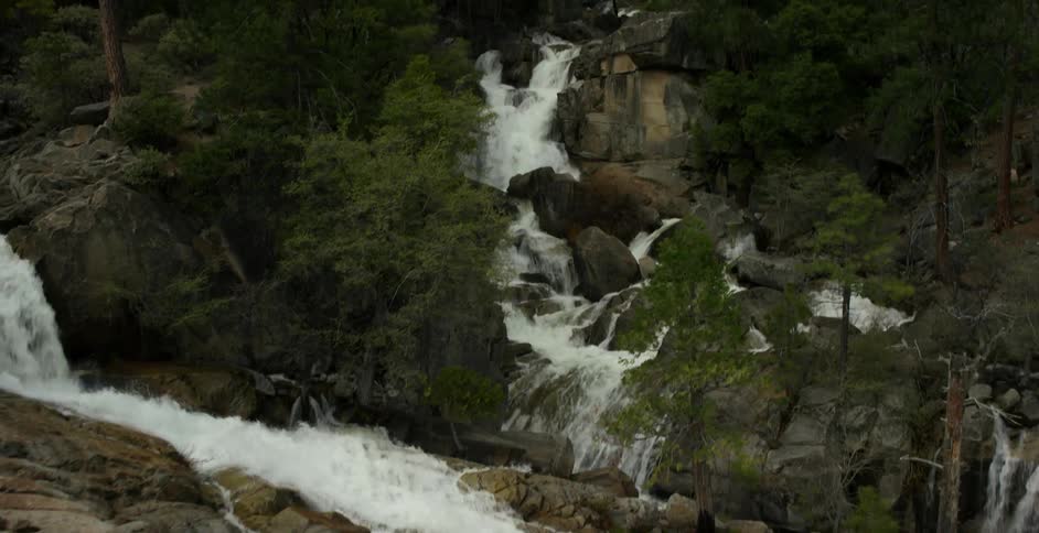 Water flowing down a rocky stream