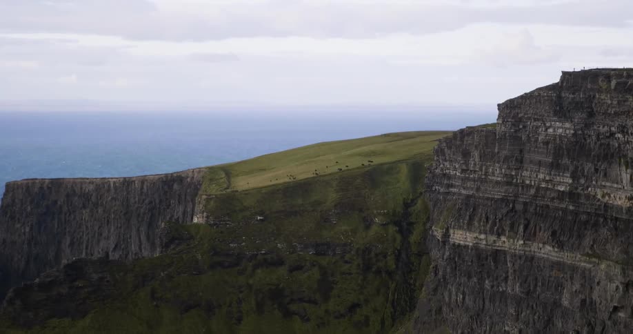 Rocky cliffs surround a forested area