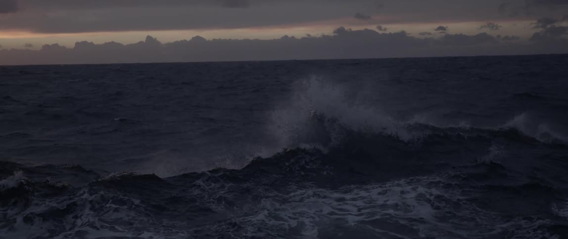 Moody Ocean making large waves at dusk