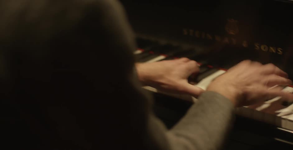 A man is playing a piano
