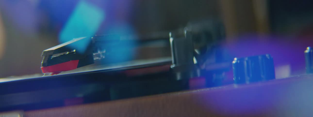Record spins around on a record player