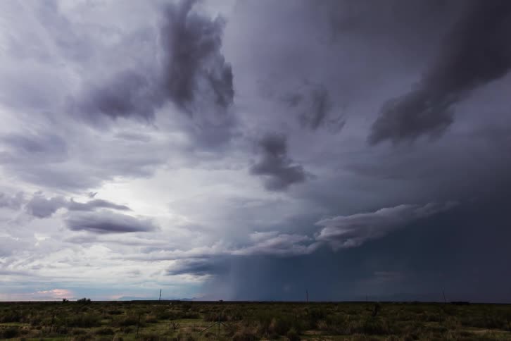 Lightning storm rolls over flat plains