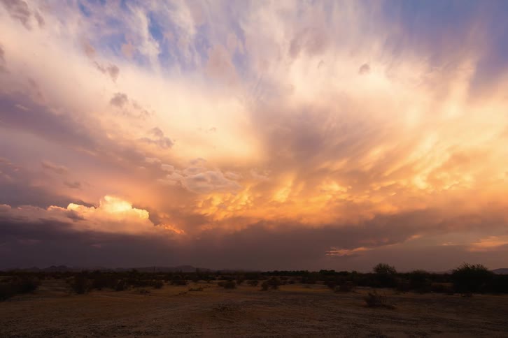 Clouds roll over flat plains