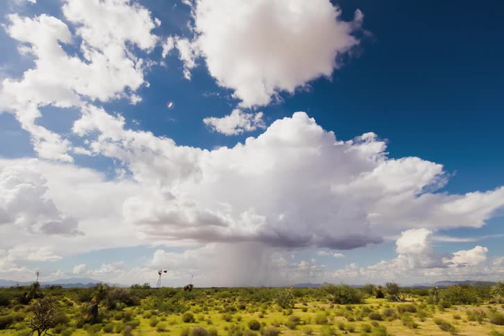 Clouds roll over flat plains