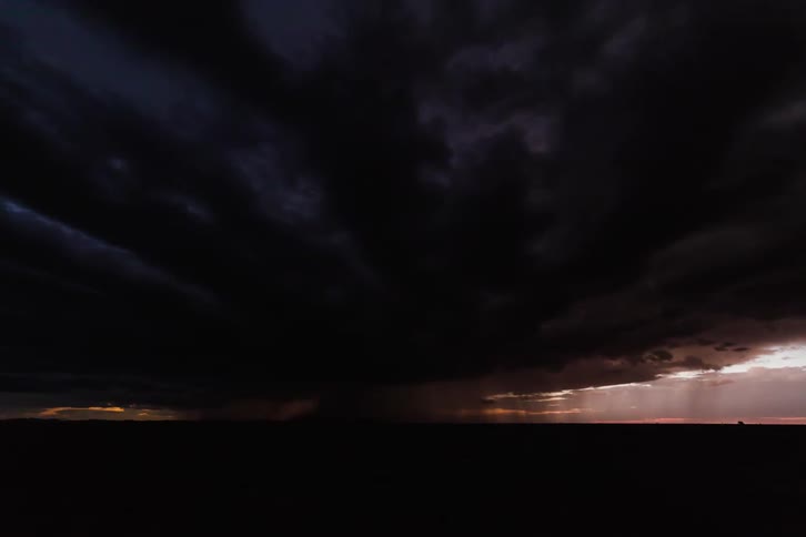 Lightning storm rolls over flat plains