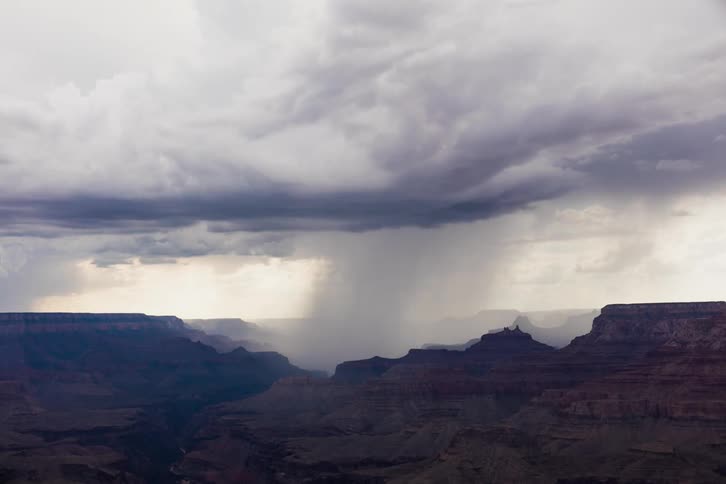 Rain pouring over mountains