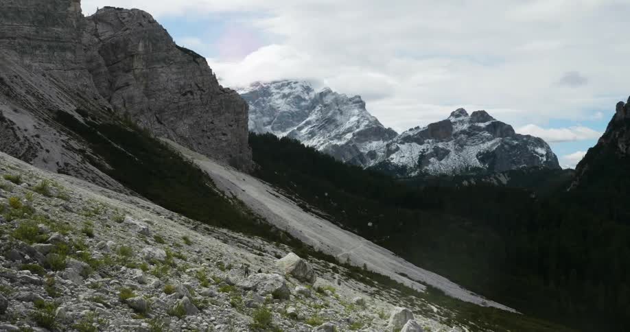 View of a rocky mountainside on a cloudy day