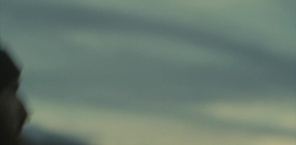 A bearded man walks outside at sunset
