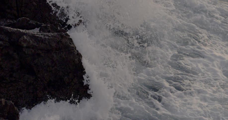 Ocean waves crashing to a rocky shore