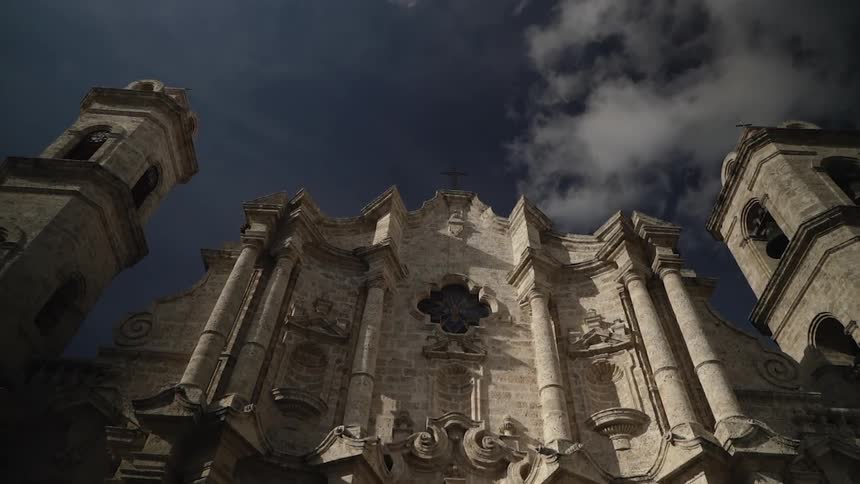 The church is tall with two towers
