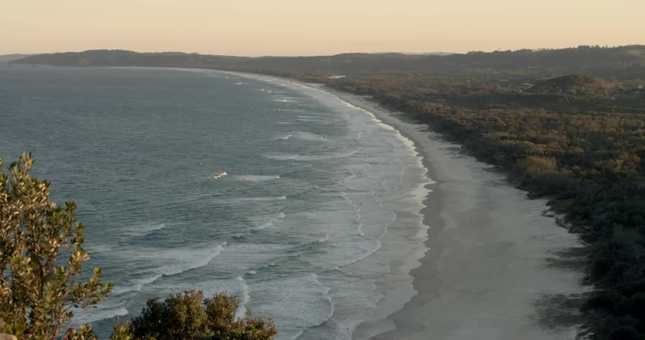 Overhead view of a beach on a windy day