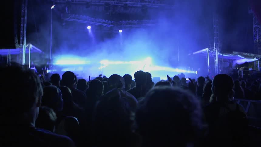 A large crowd enjoys a concert