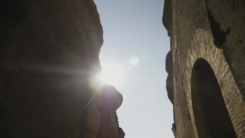 Sun shining over ancient ruins