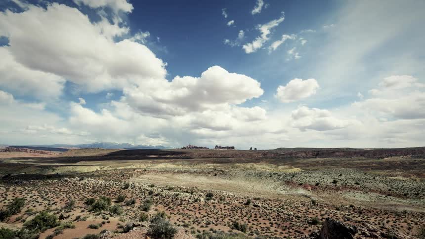 The clouds move fast over the desert