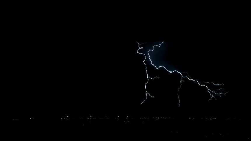 Lightning bolts in a night sky