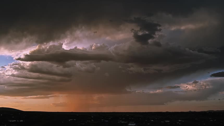 Lightning flashes from gathered storm clouds