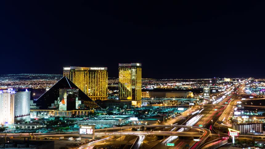 Las vegas lights and traffic at night