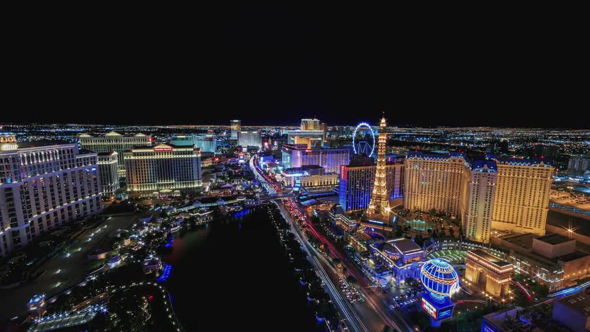 A large, brightly lit city at night