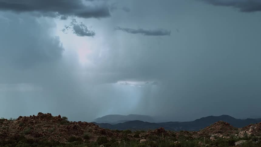 Lightning flashes during a storm in the mountains
