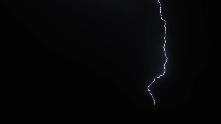 Lightning snakes down from the sky at night