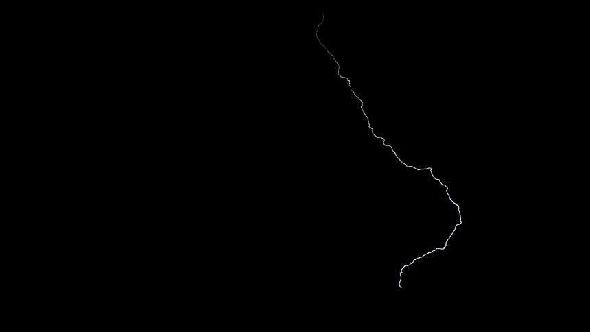 Many lightning strikes on hills at night