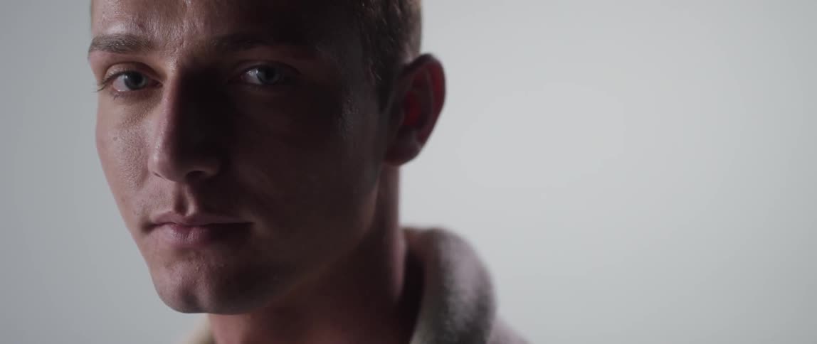 A man staring forward