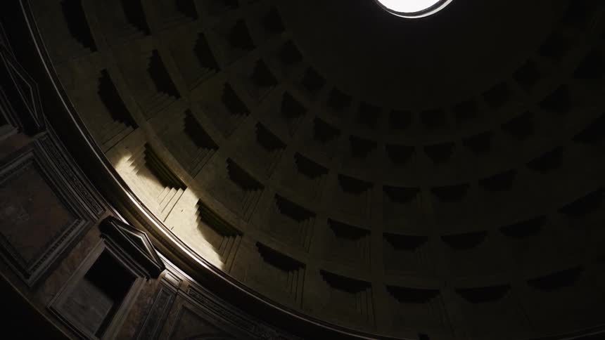 Sunlight shines through a domed ceiling