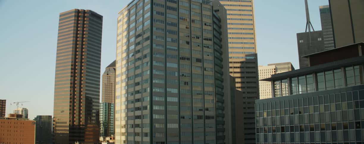Close up of skyscrapers on a sunny day