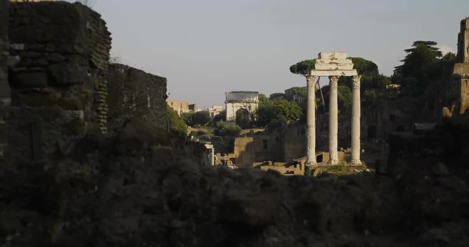 View of an ancient city surrounded by trees