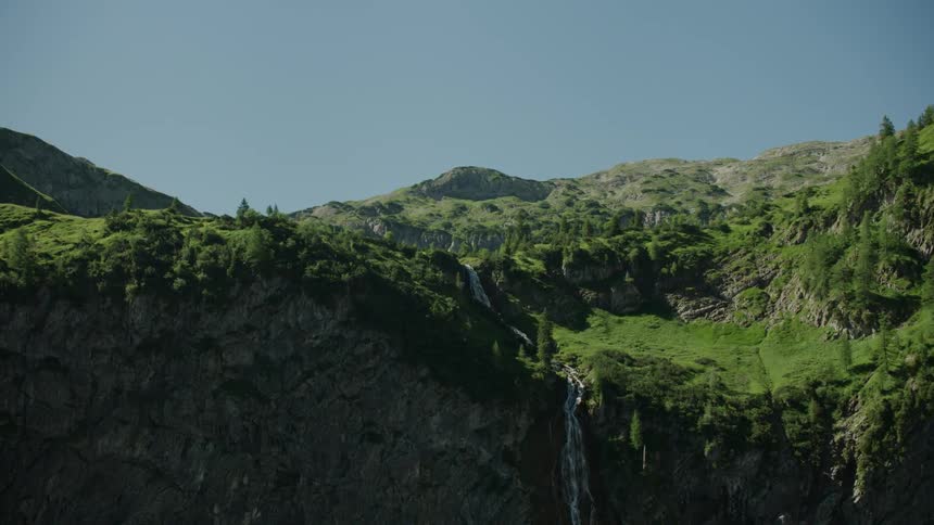 Waterfall off the cliff of green mountain wilderness